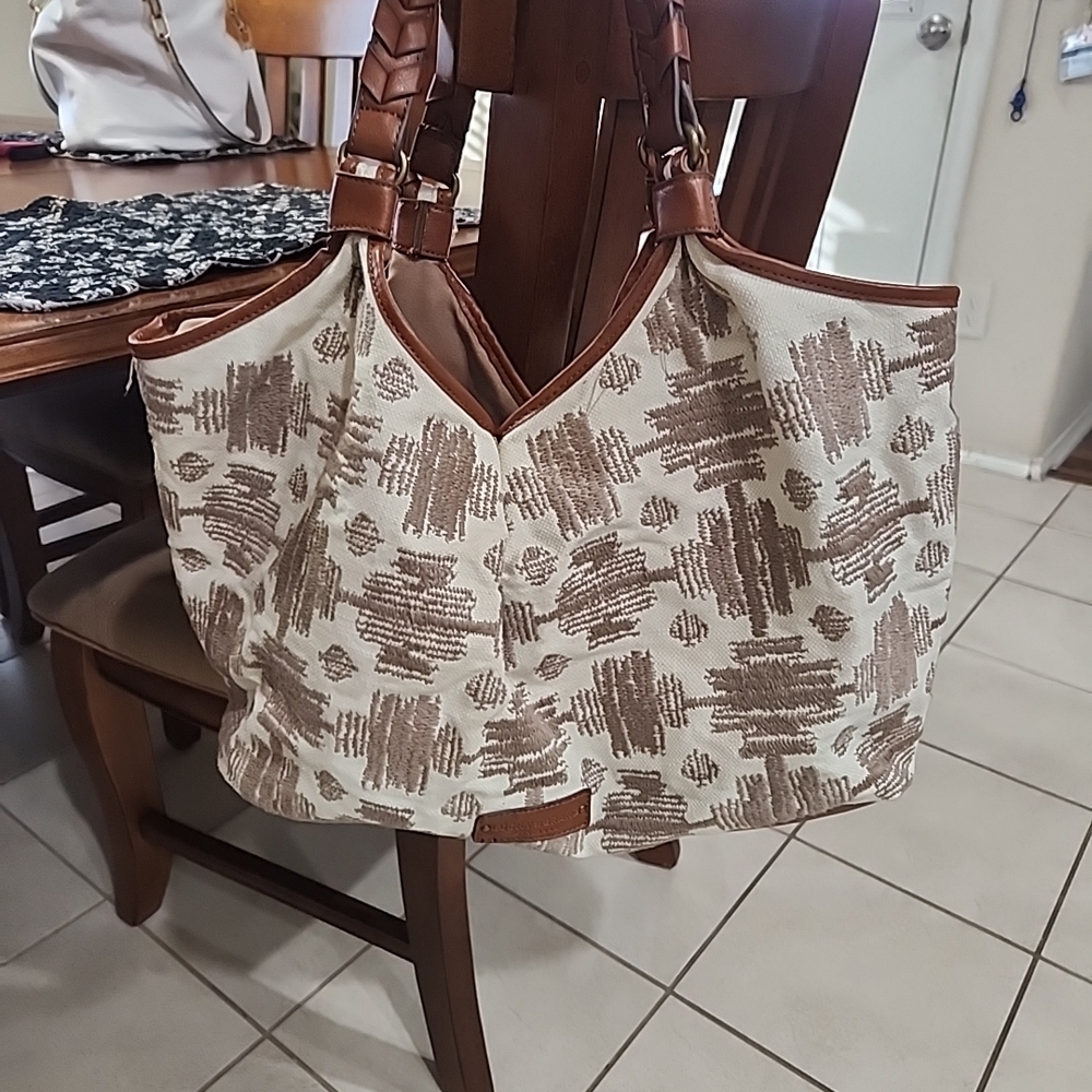 Lucky Brand Stylish Brown and Cream Women's Tote Bag